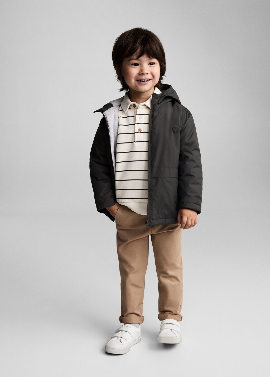 Hood quilted coat - Charcoal