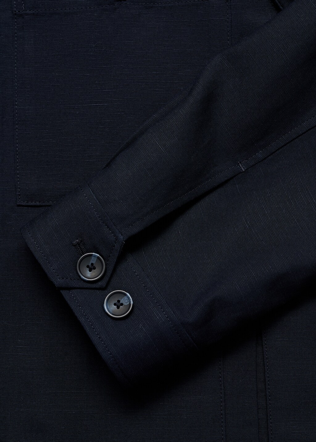 Lyocell linen overshirt with pockets - Dark Navy