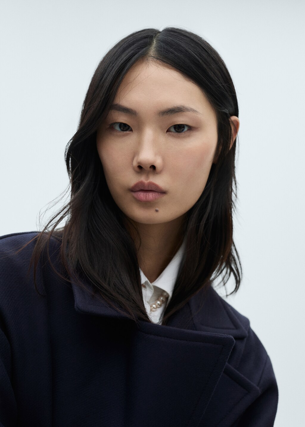 Maxi lapel Manteco wool coat - Light/Pastel Grey