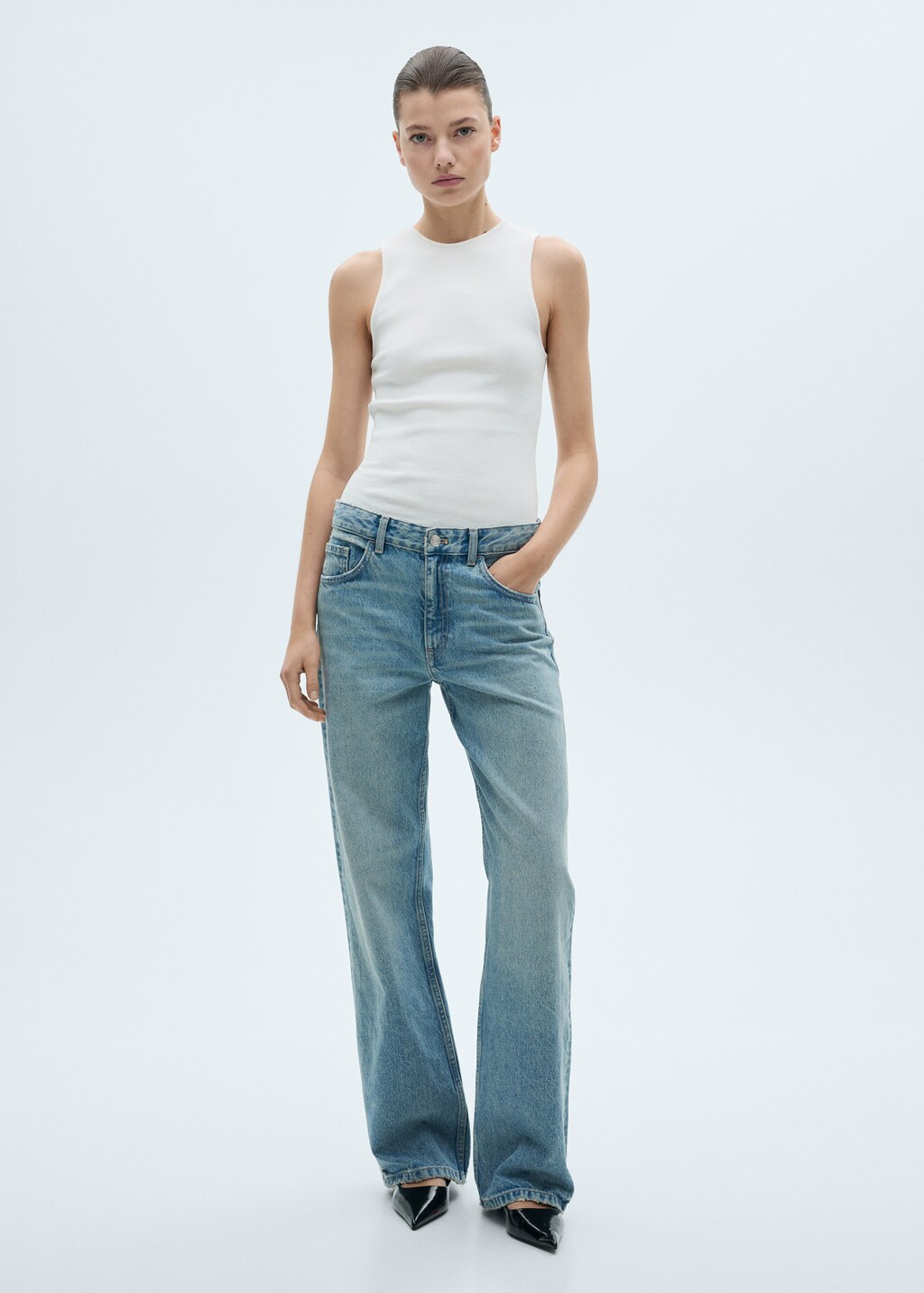 Ribbed cotton top - White