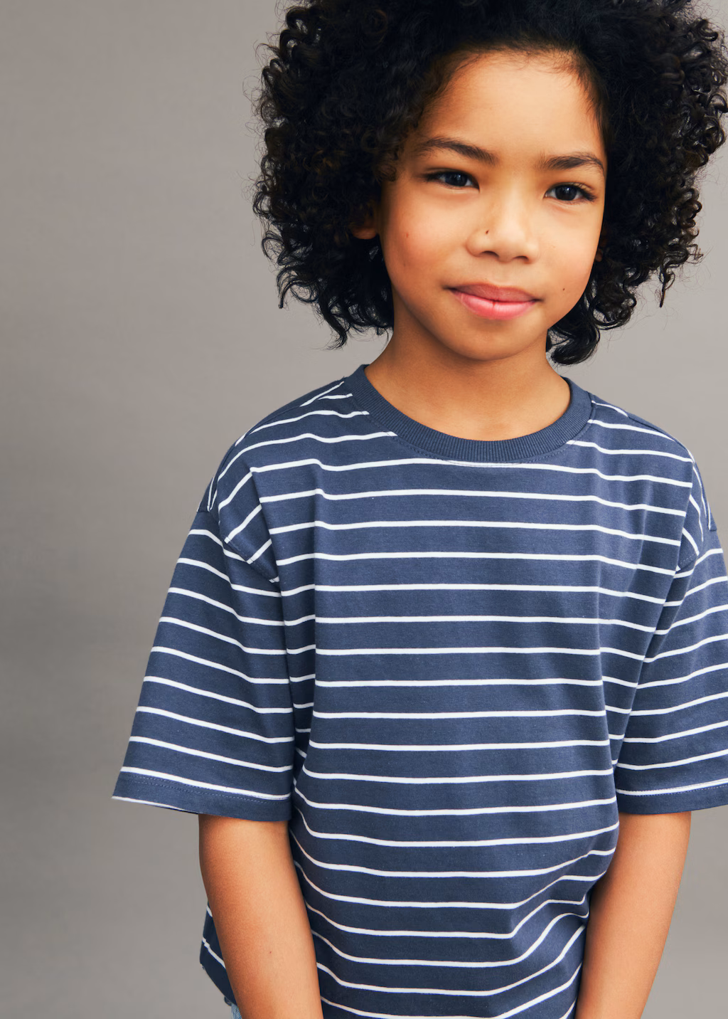 Striped cotton T-shirt - Dark Grey