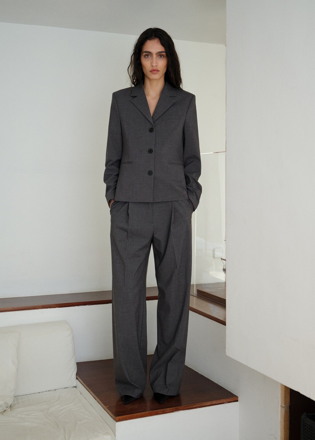 Straight-fit suit trousers - Grey