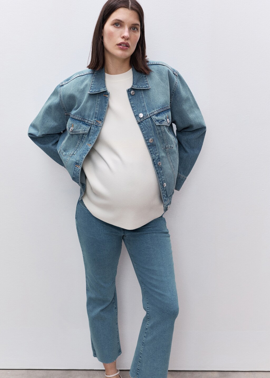 Maternity flared cropped jeans - Off White