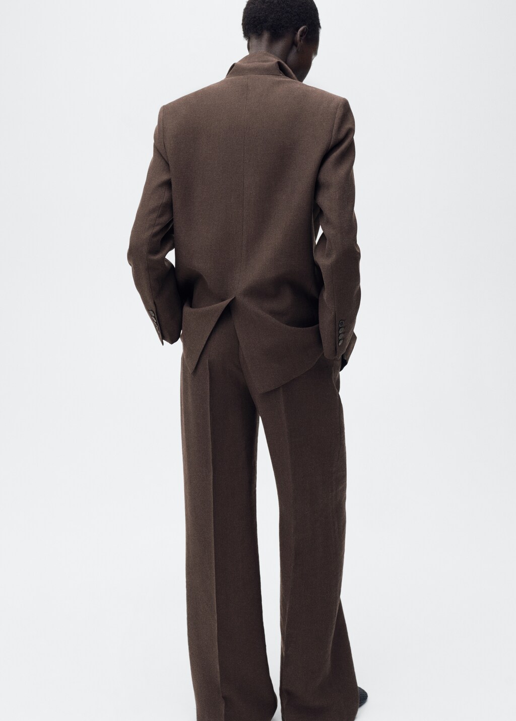 Straight lyocell suit trousers - Brown
