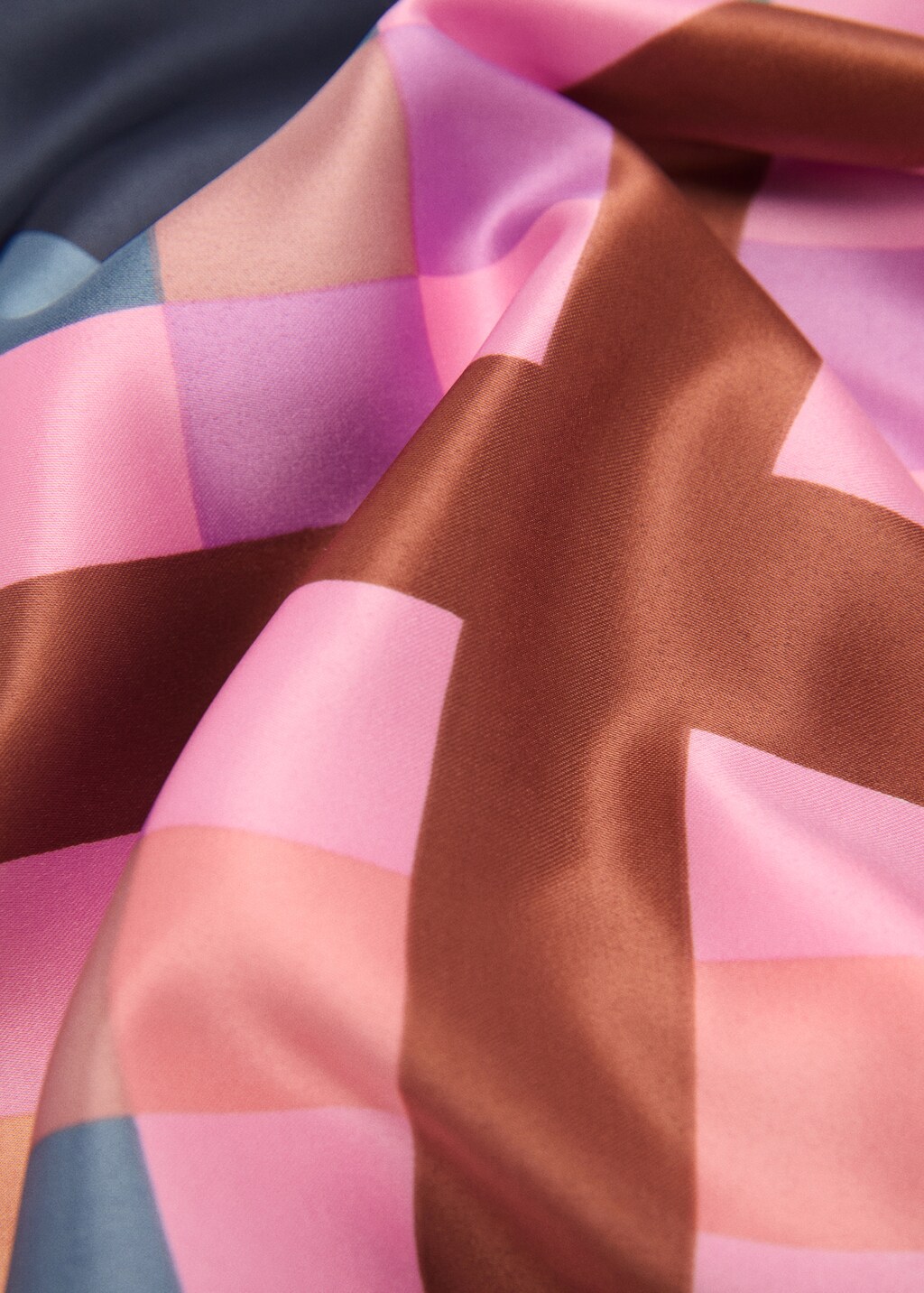 Satin check scarf - Pink