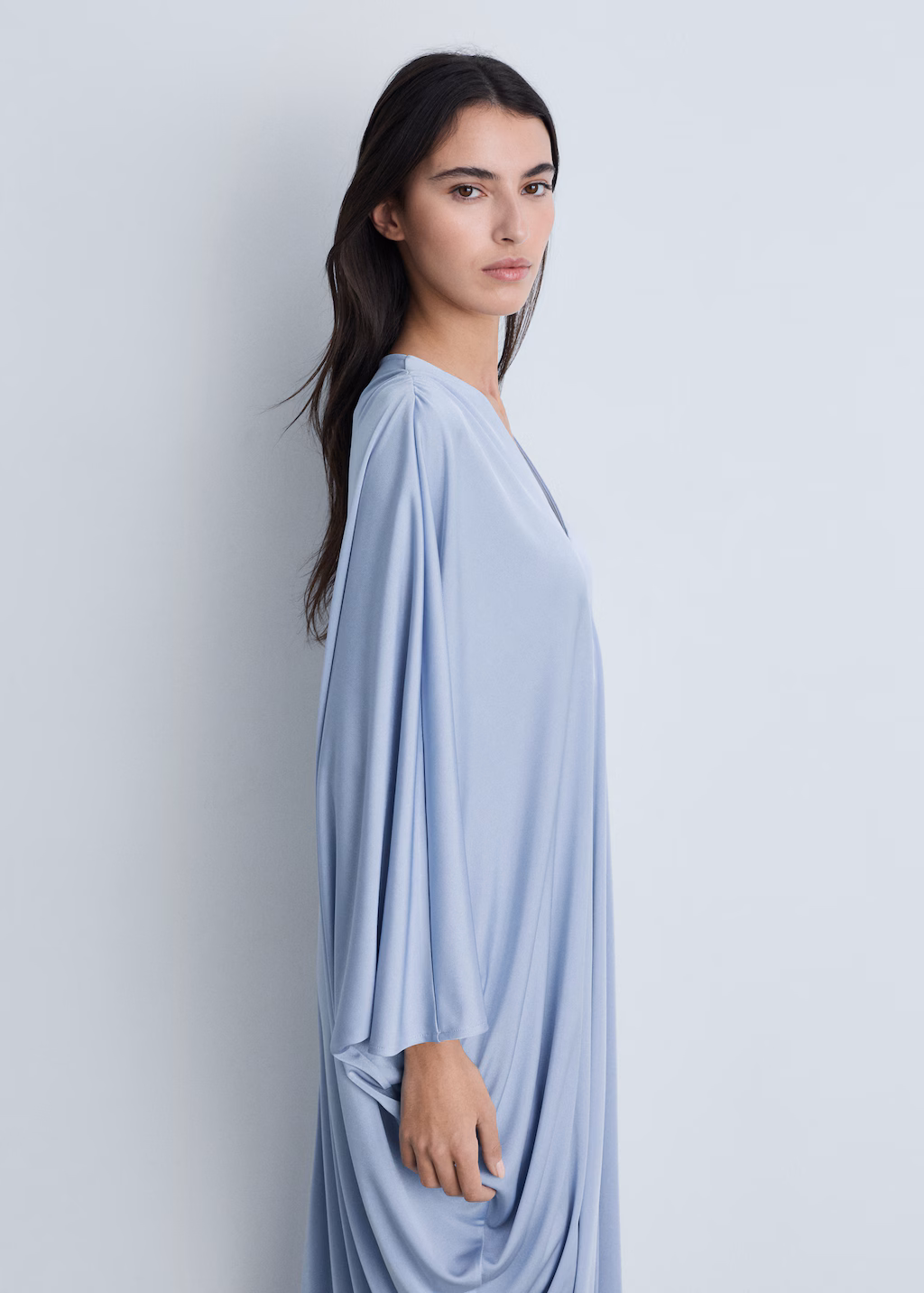 Asymmetric draped gown - Sky Blue