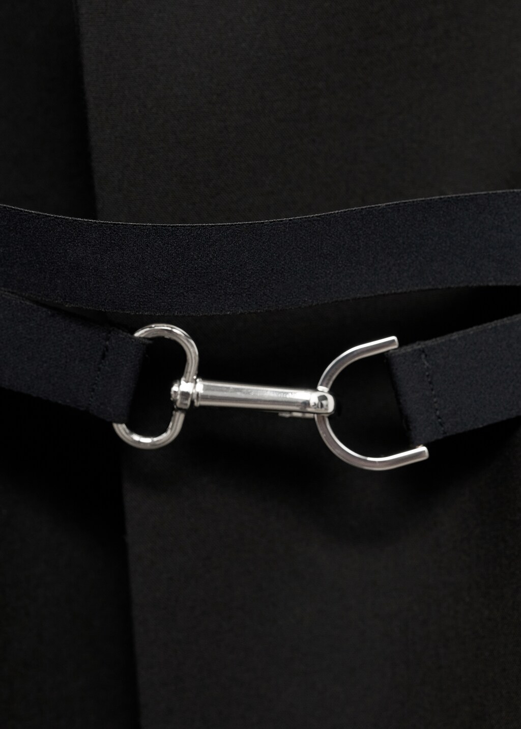 Structured double fabric coat with belt - Black