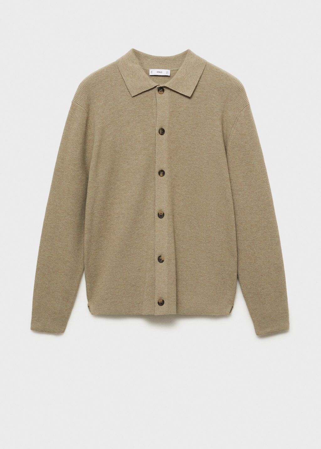 Wool blend polo cardigan - Mink Grey