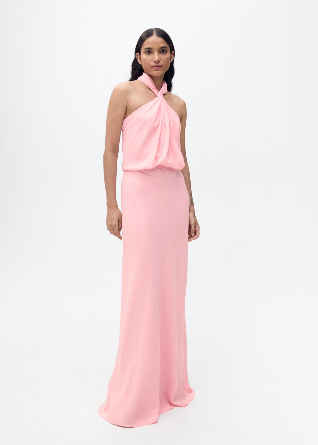 Halter dress with back opening - Pink