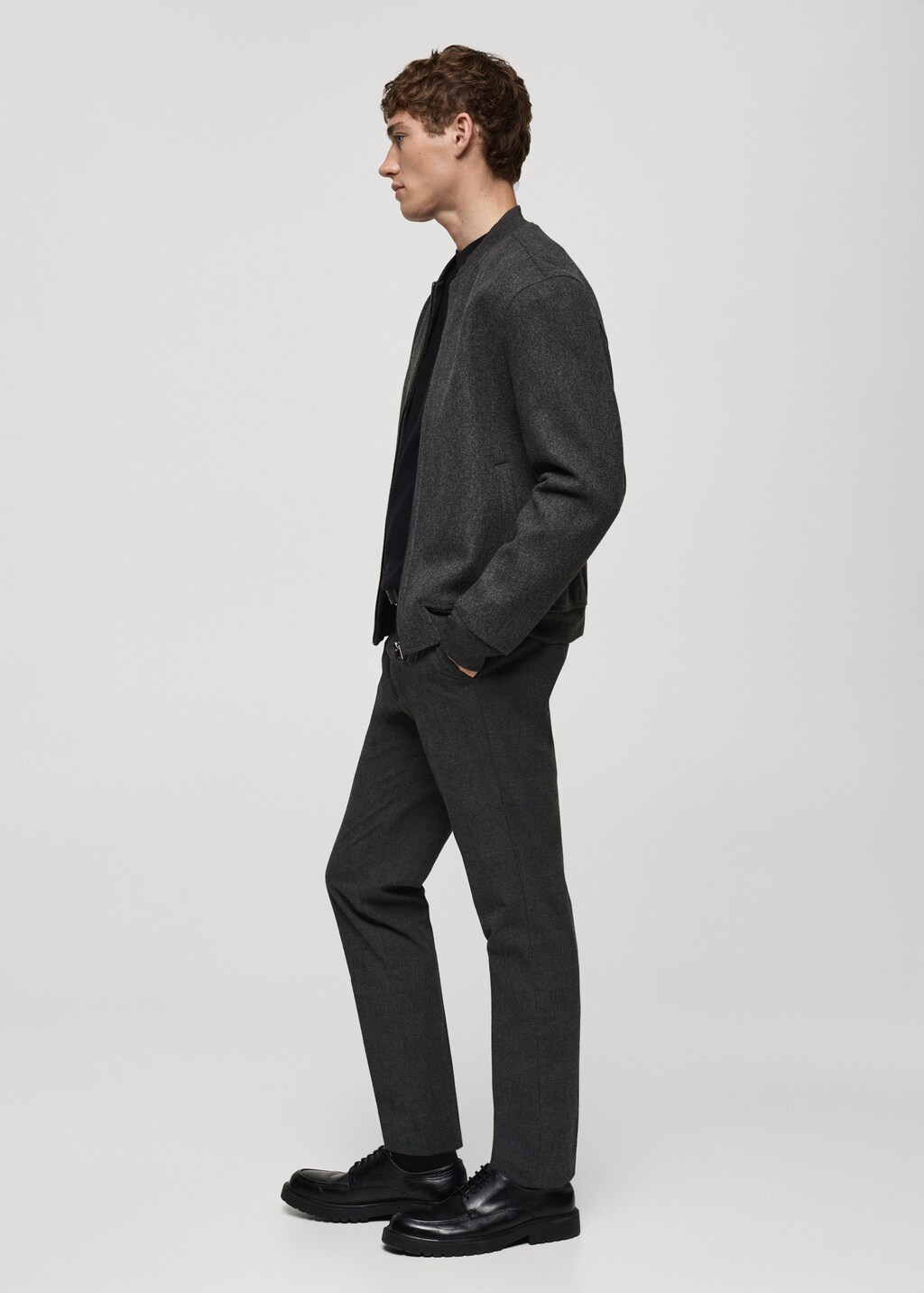 Regular-fit flannel trousers - Light Heather Grey