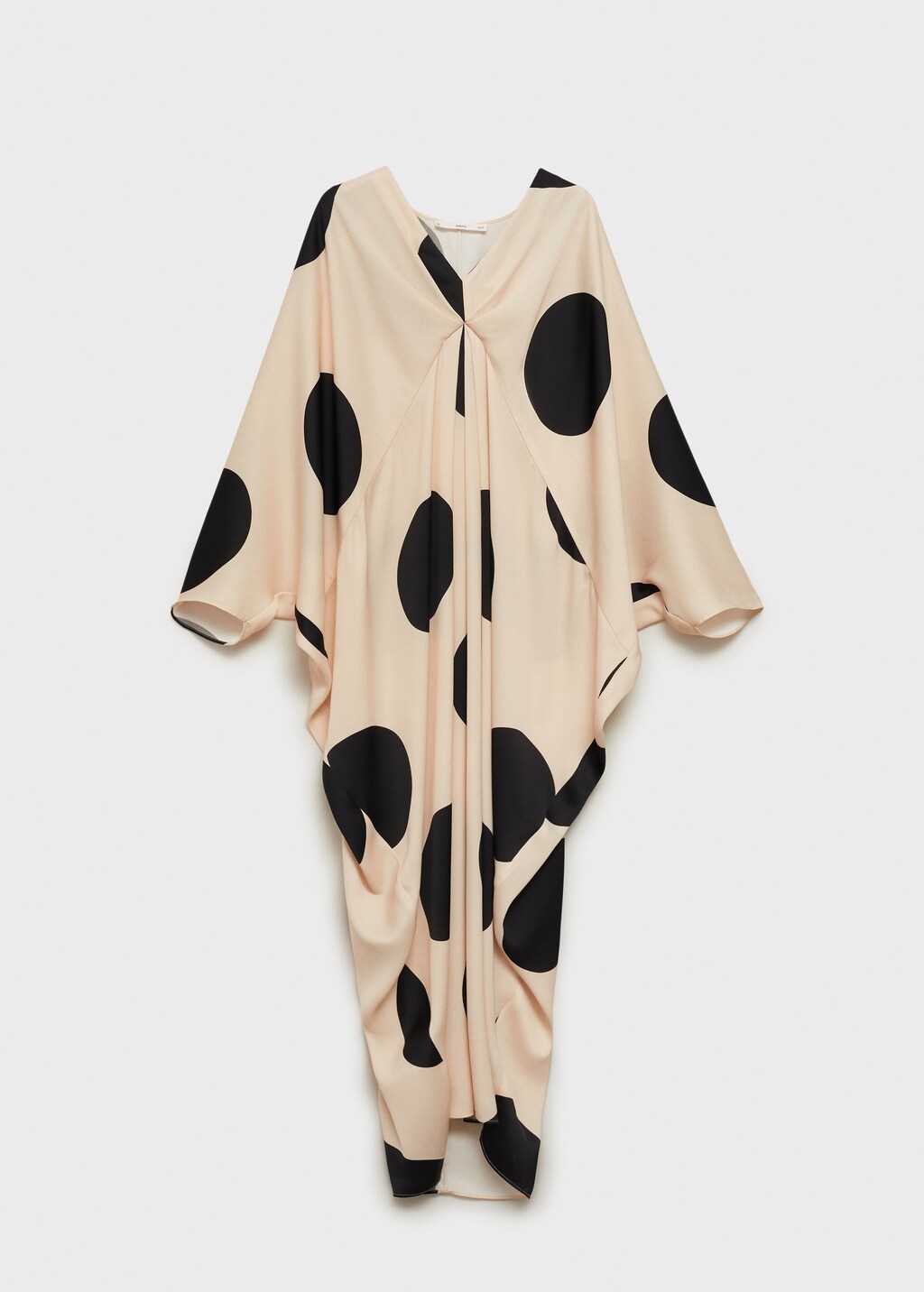 Polka-dot draped dress - Ecru