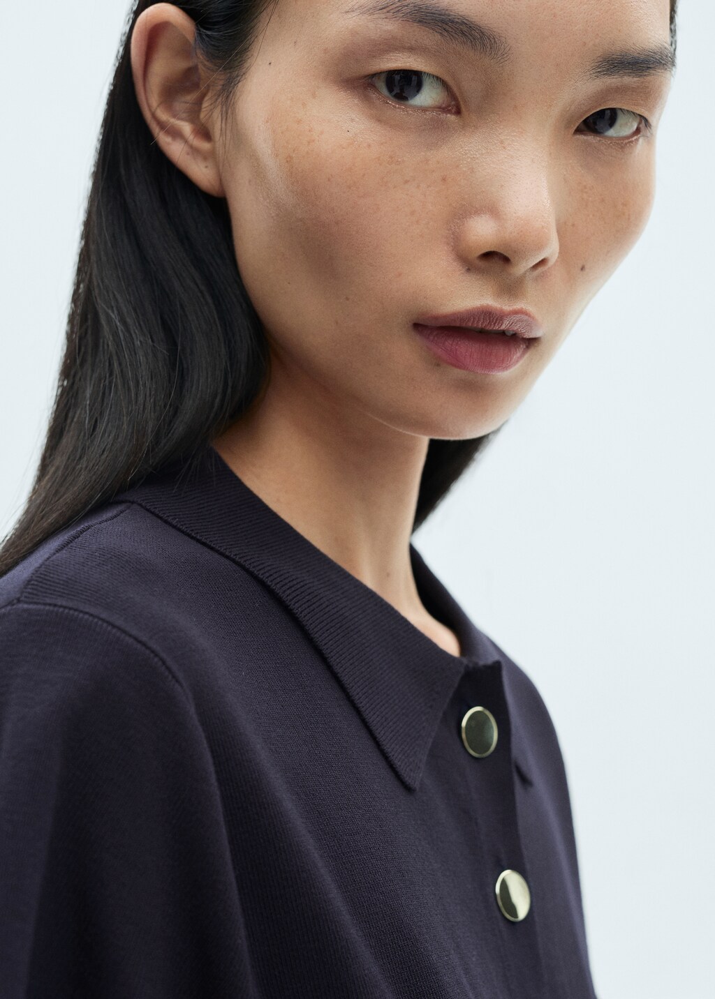 Button knit dress - Navy