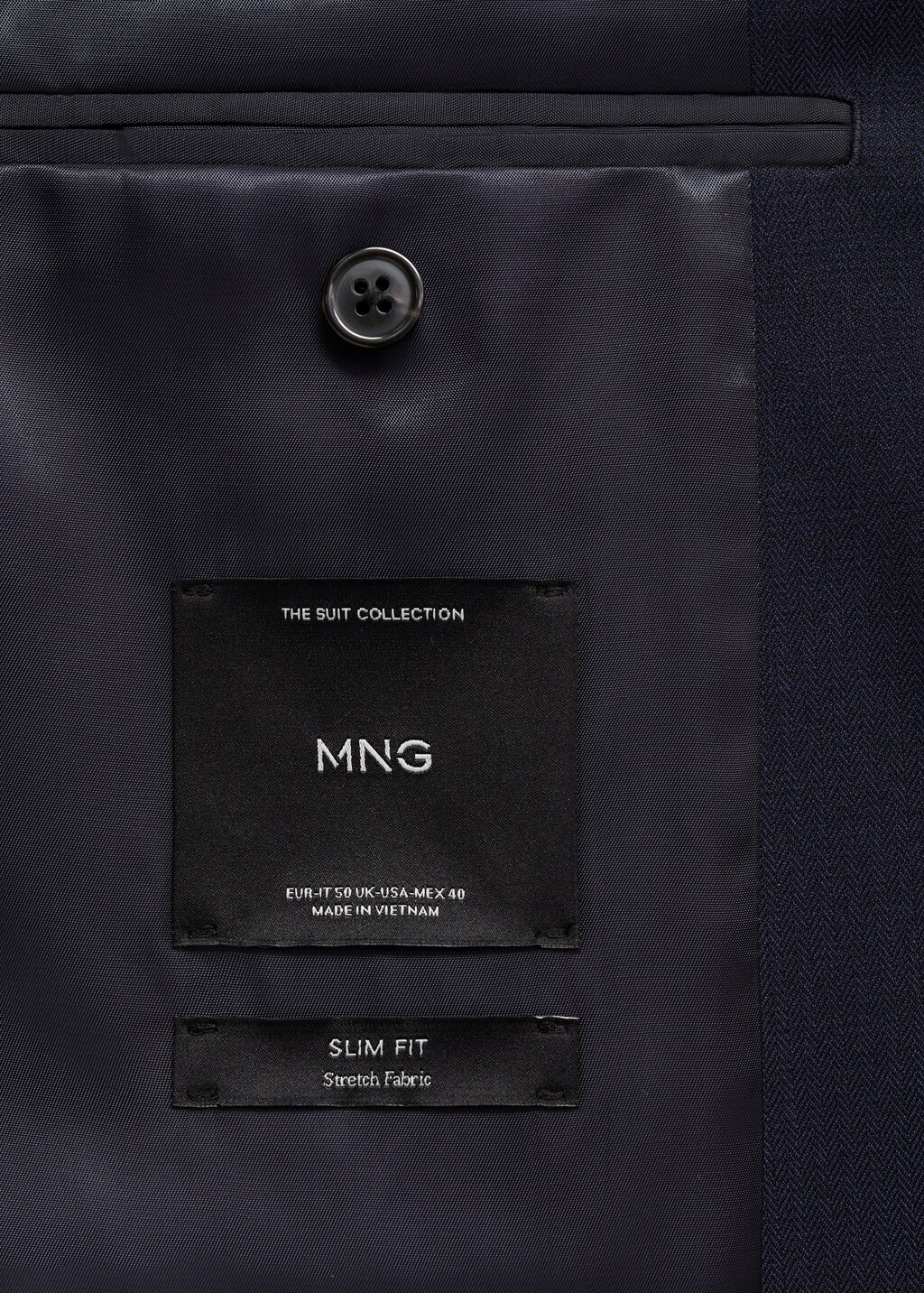 Stretch-fabric slim-fit suit jacket - Dark Navy