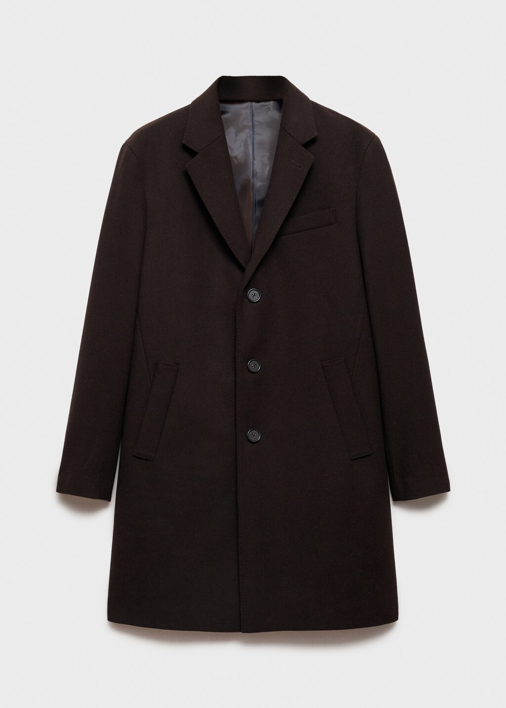 Long recycled wool coat - Medium Brown