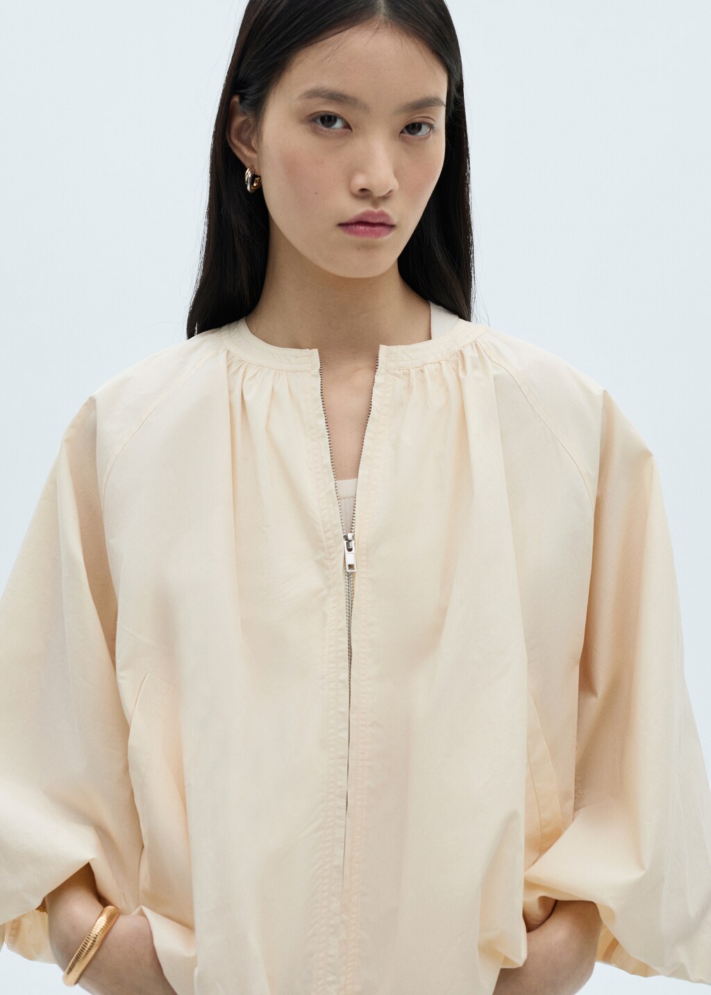 Cotton puffer jacket - Ecru