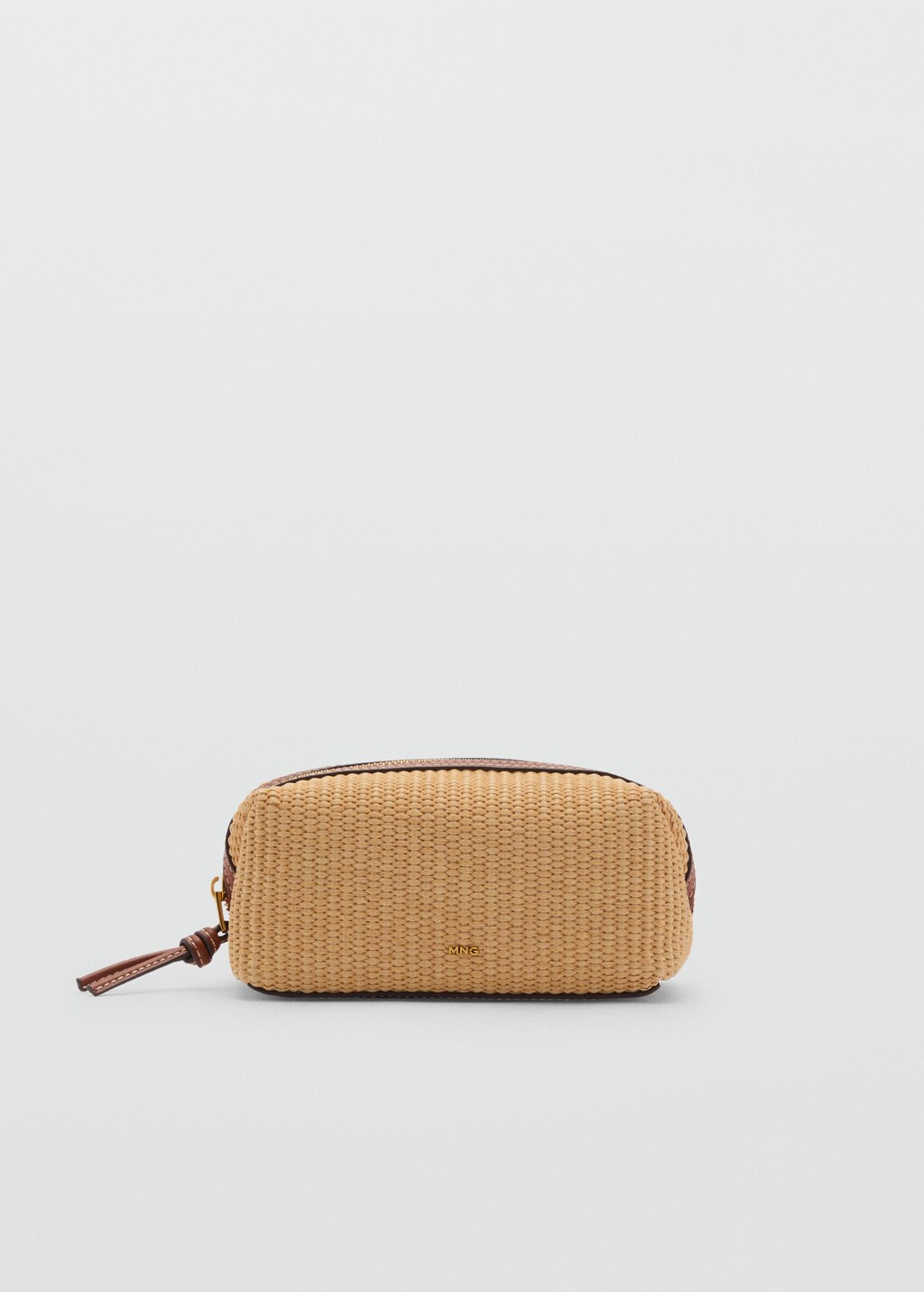 Canvas toiletry bag with contrasting trim - Leather
