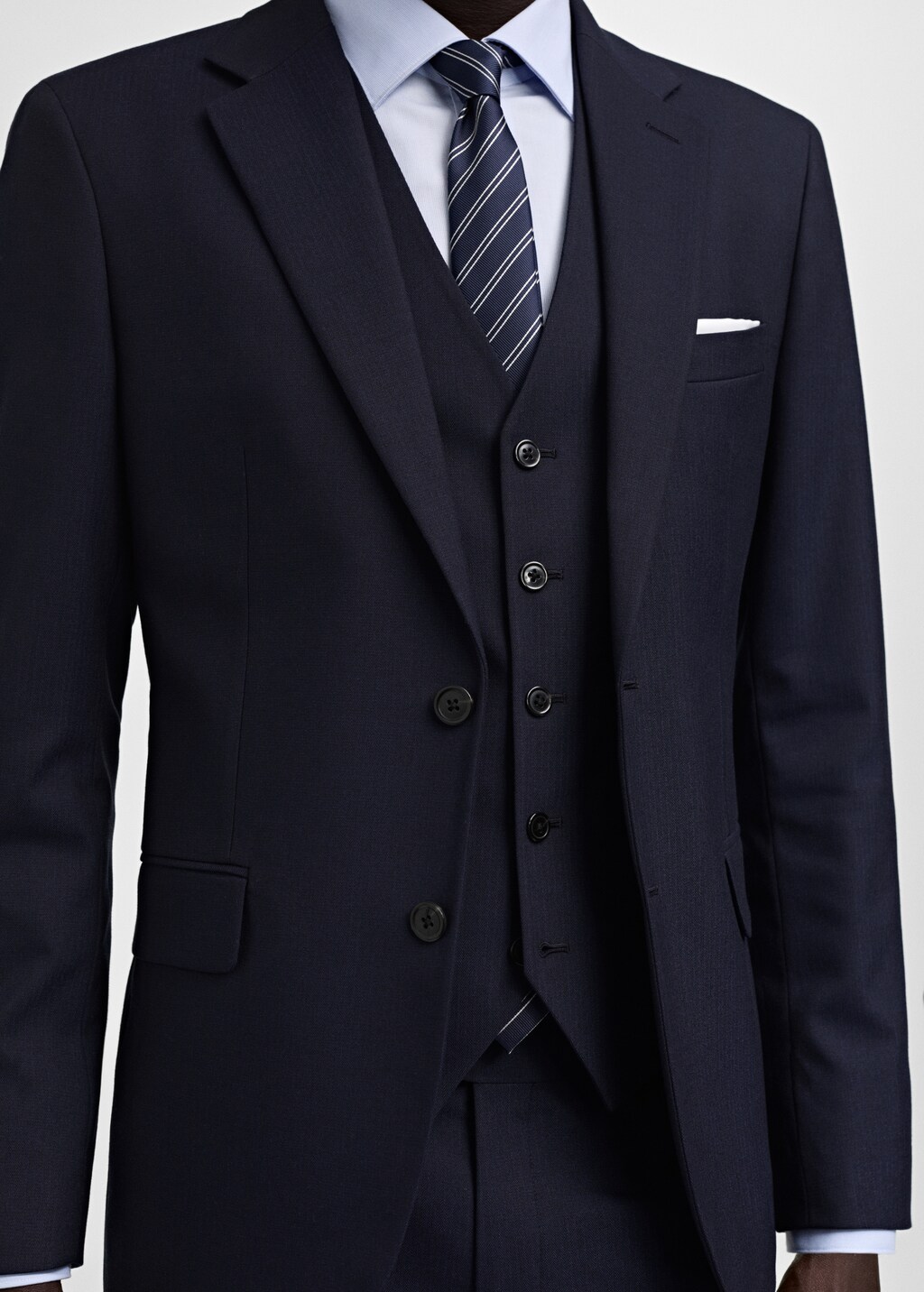 Stretch-fabric slim-fit suit jacket - Dark Navy