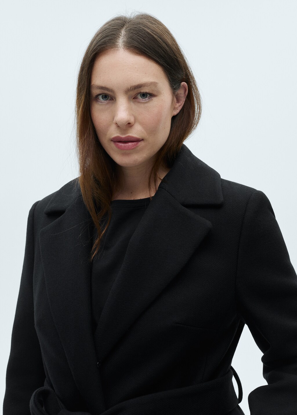 Butter wool coat with detachable collar - Light/Pastel Grey