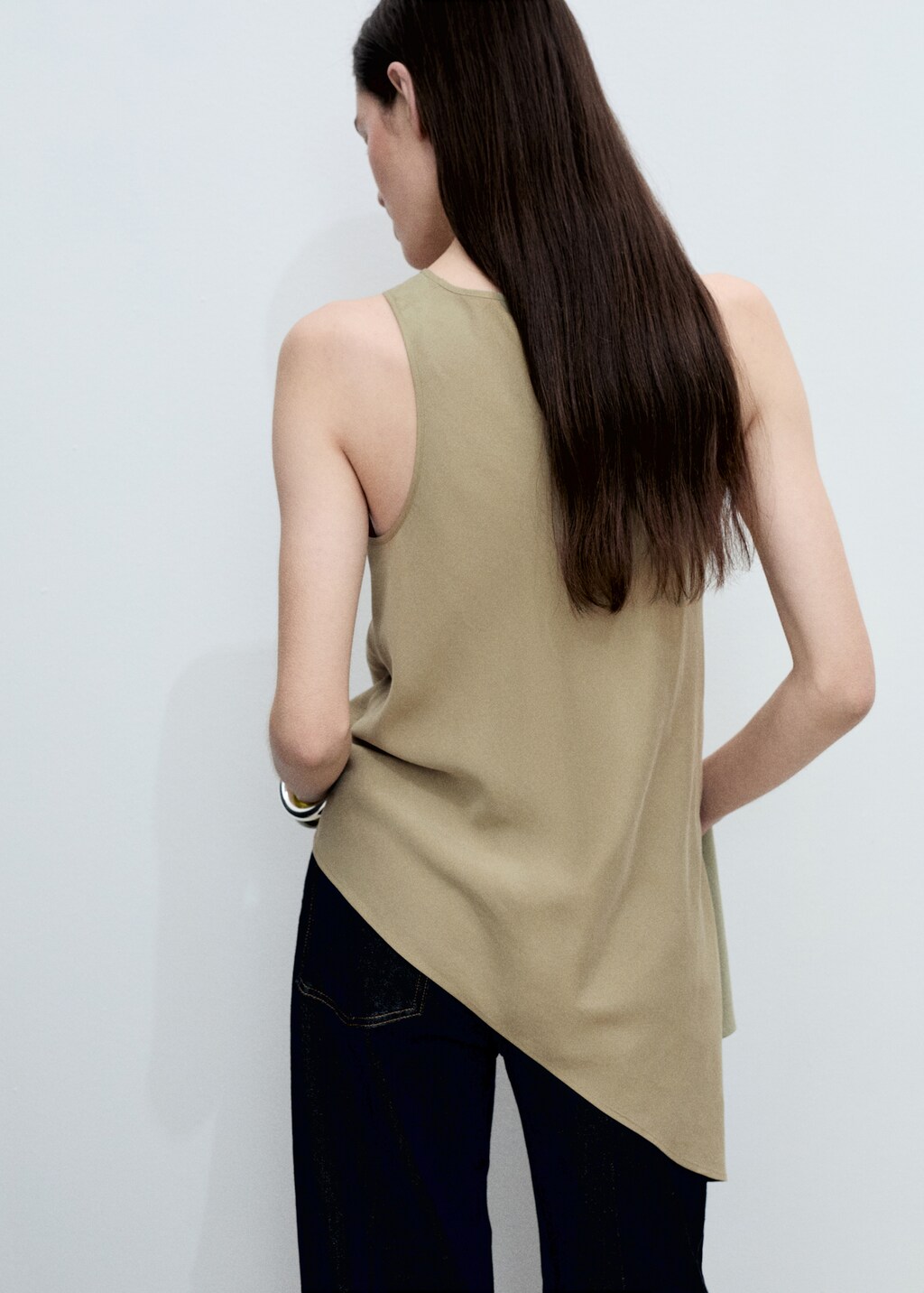 Asymmetrical lyocell top - Ecru