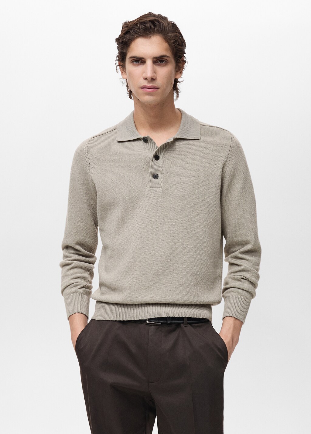 Cotton knitted polo shirt - Night Blue