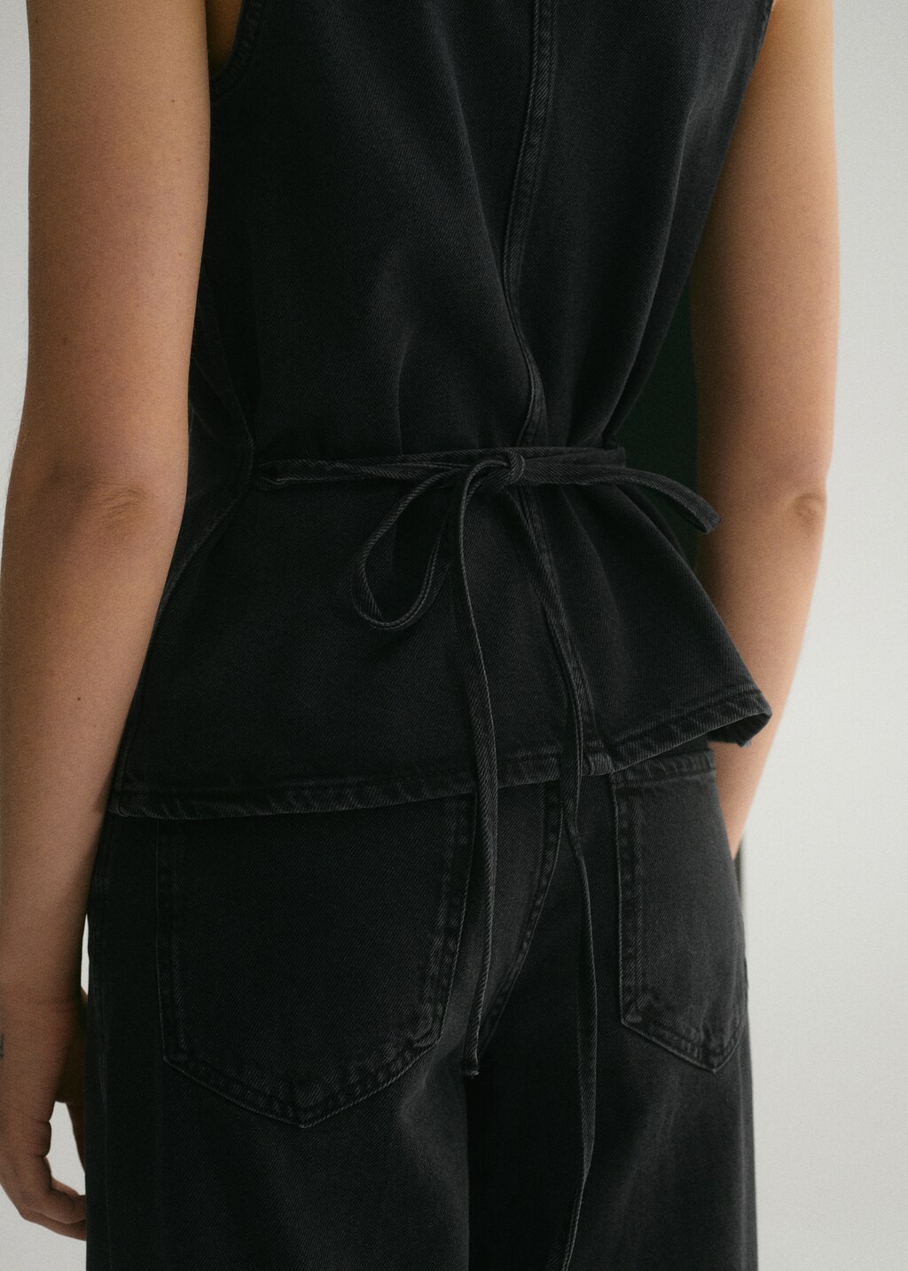 Denim waistcoat with bow - Open Grey