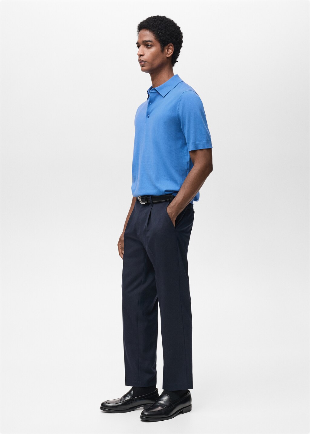 100% cotton fine-knit polo shirt - Medium Brown