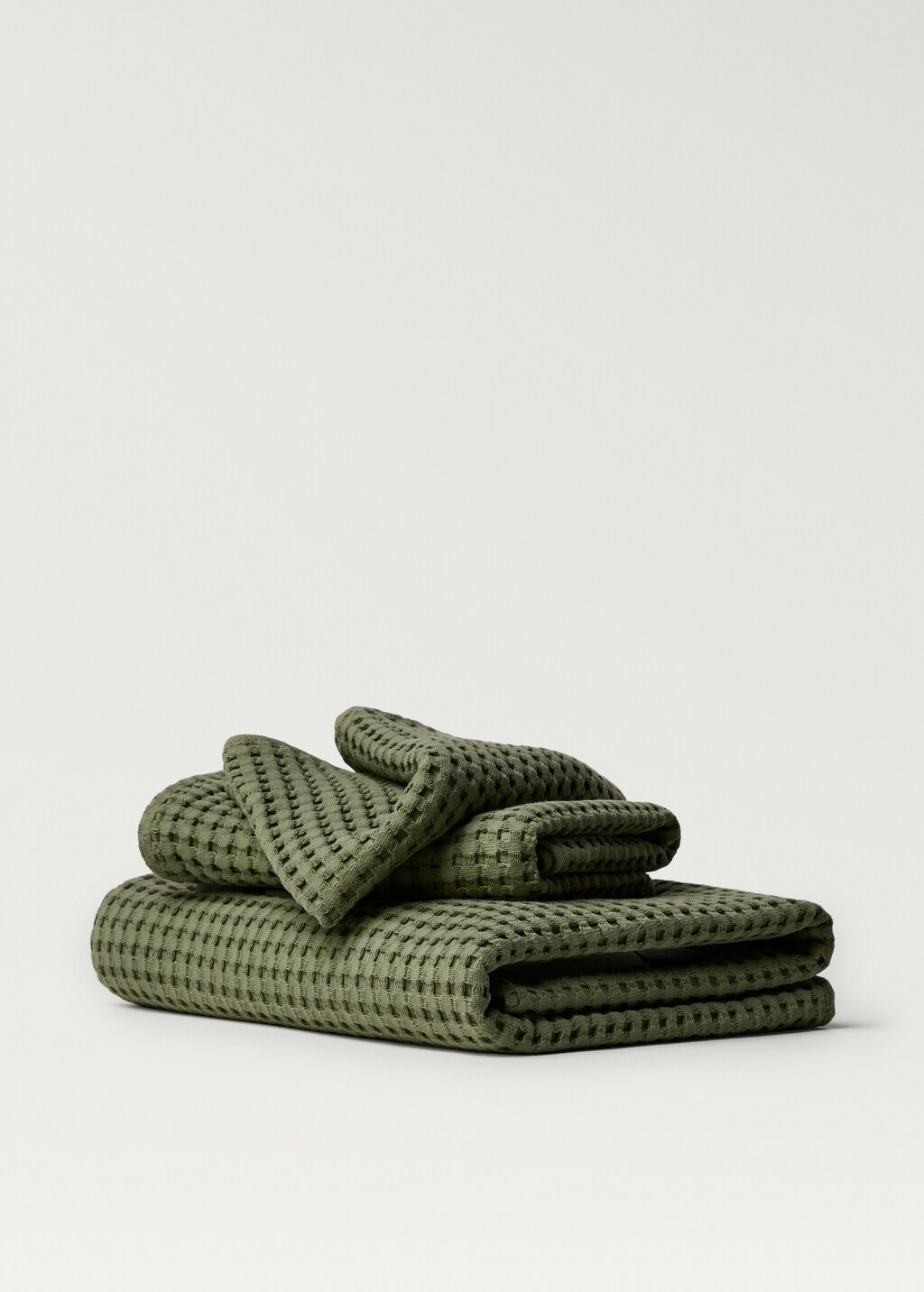 Washed waffle-cotton hand towel - Pink