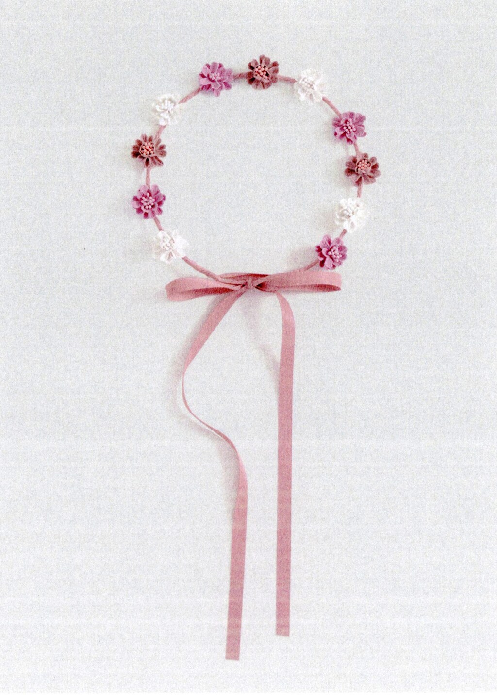 Tie closure flower hairband - Pale Pink