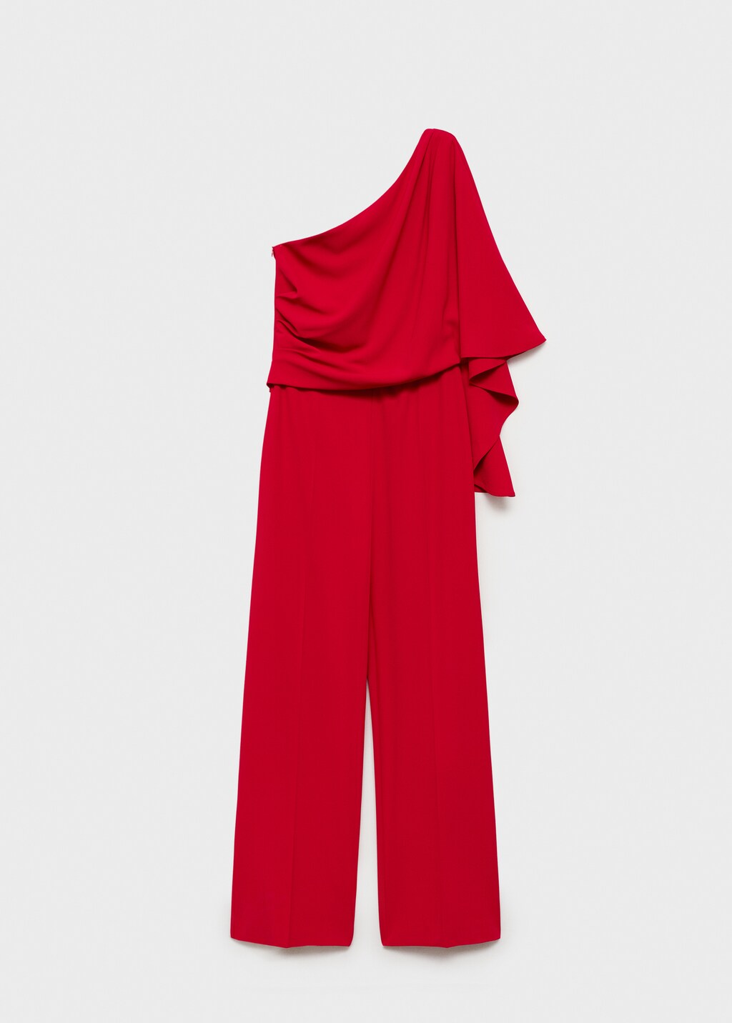 Asymmetrical flared-sleeve jumpsuit - Red