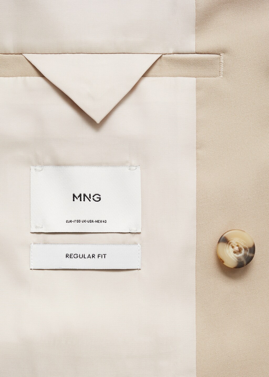 Double-breasted regular-fit suit jacket - Beige