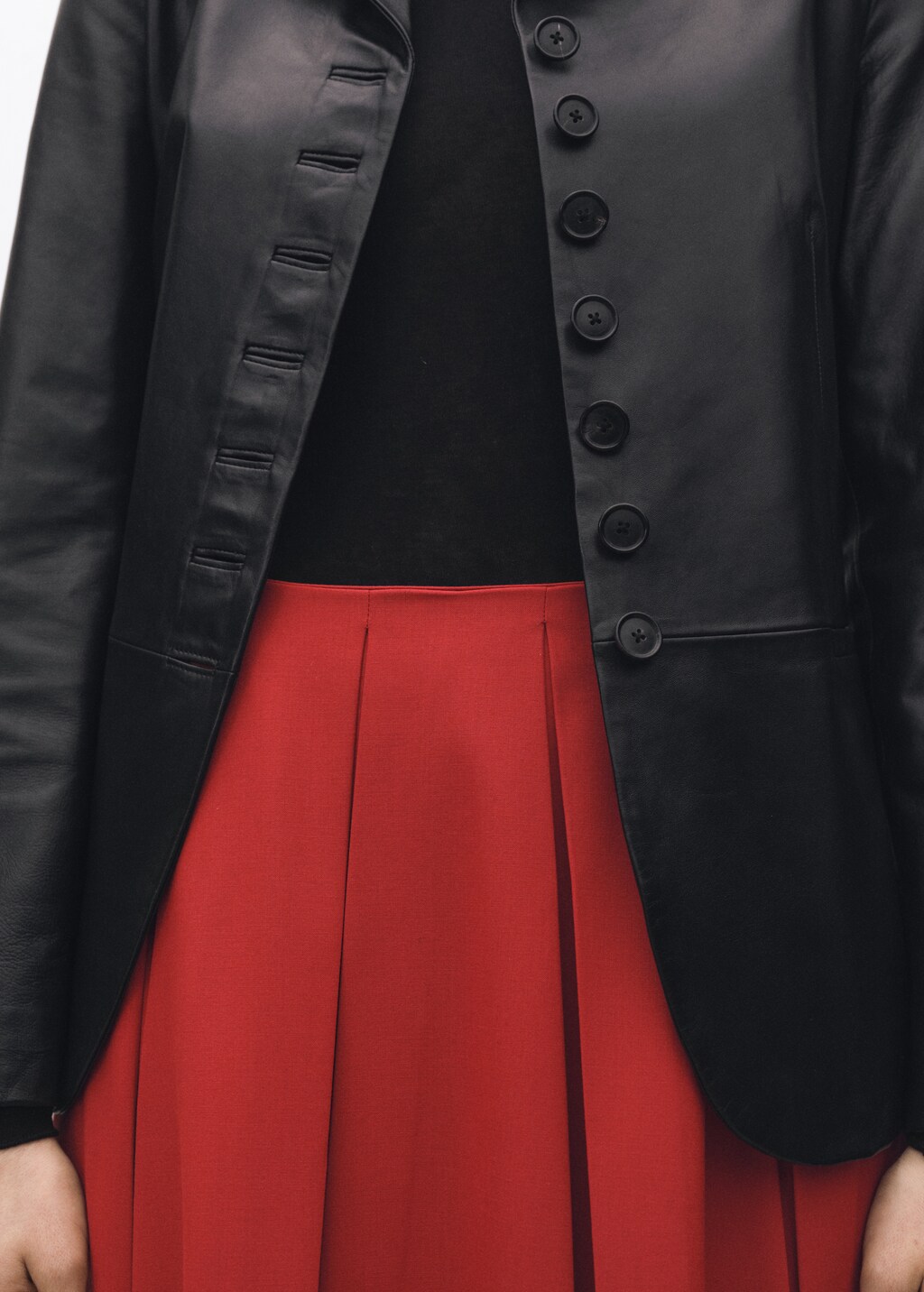 Wool-blend pleated skirt - Red