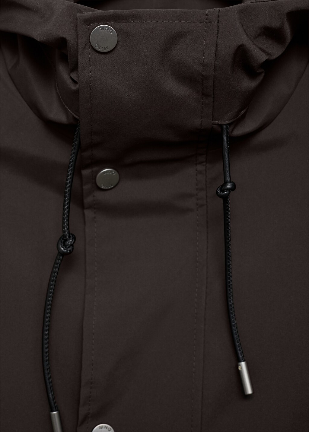 Water-repellent hooded parka - Chocolate