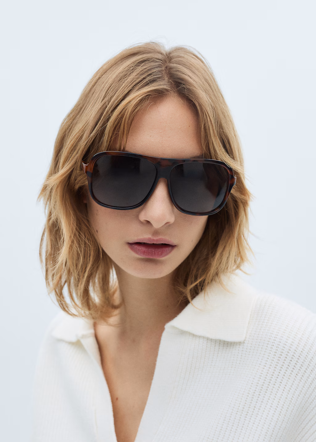 Knitted polo-neck sweater - Grey