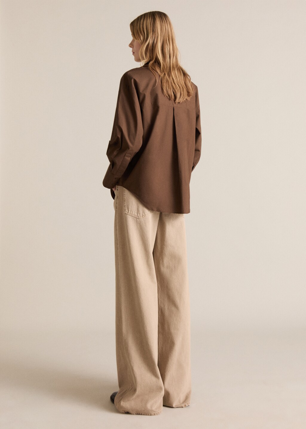 100% cotton straight-fit shirt - Brown