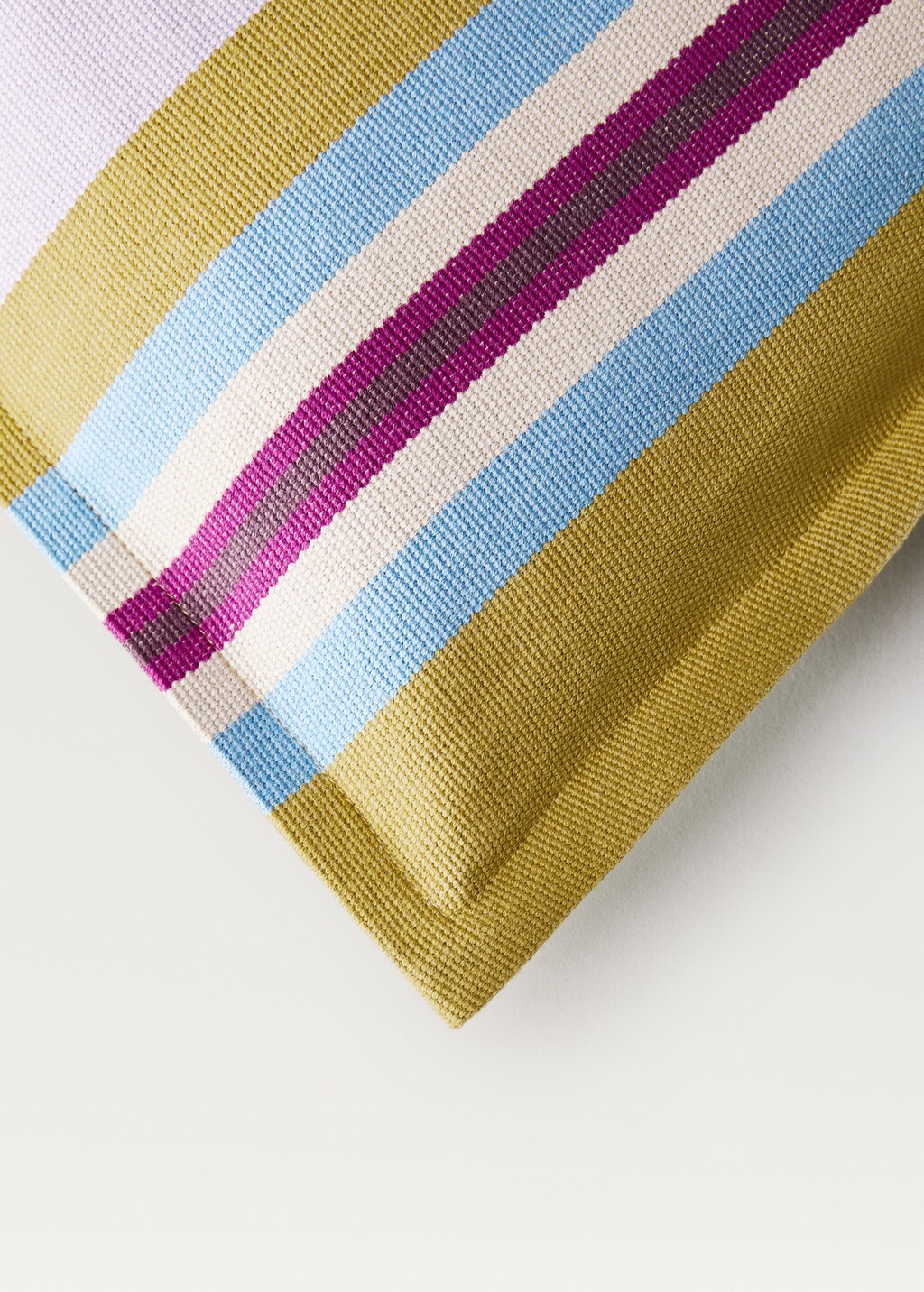 Cotton cushion cover with woven stripe, 30x50cm - Pink