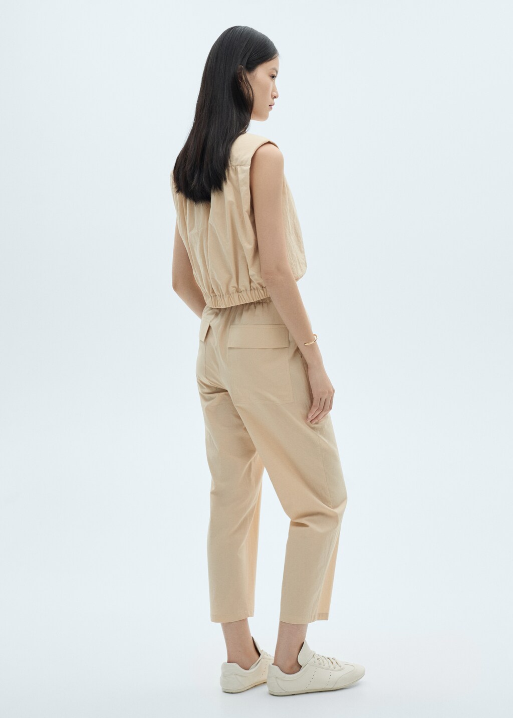 Cotton crop trousers - Beige