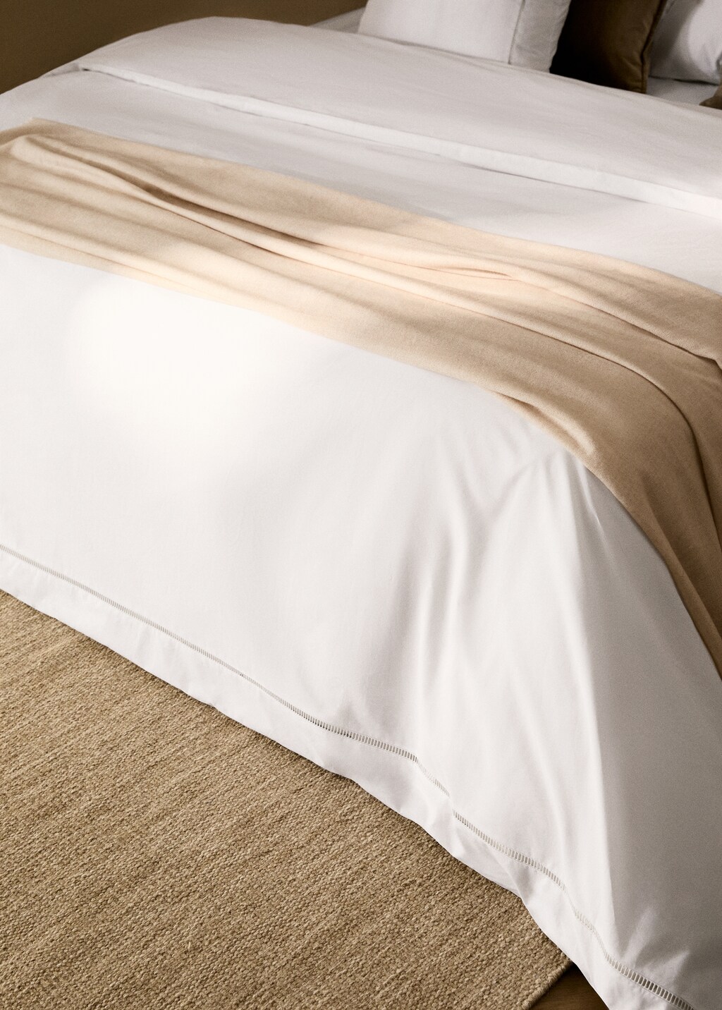 Cotton percale duvet cover with hemstitch, 150/160 cm - White