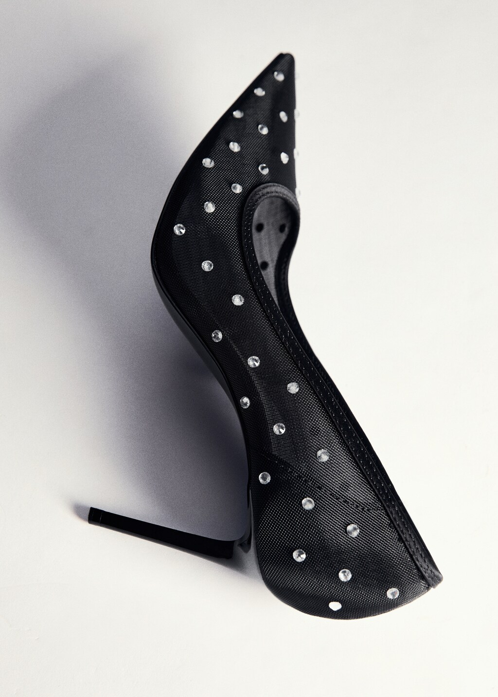 Glitter mesh heeled shoes - Black