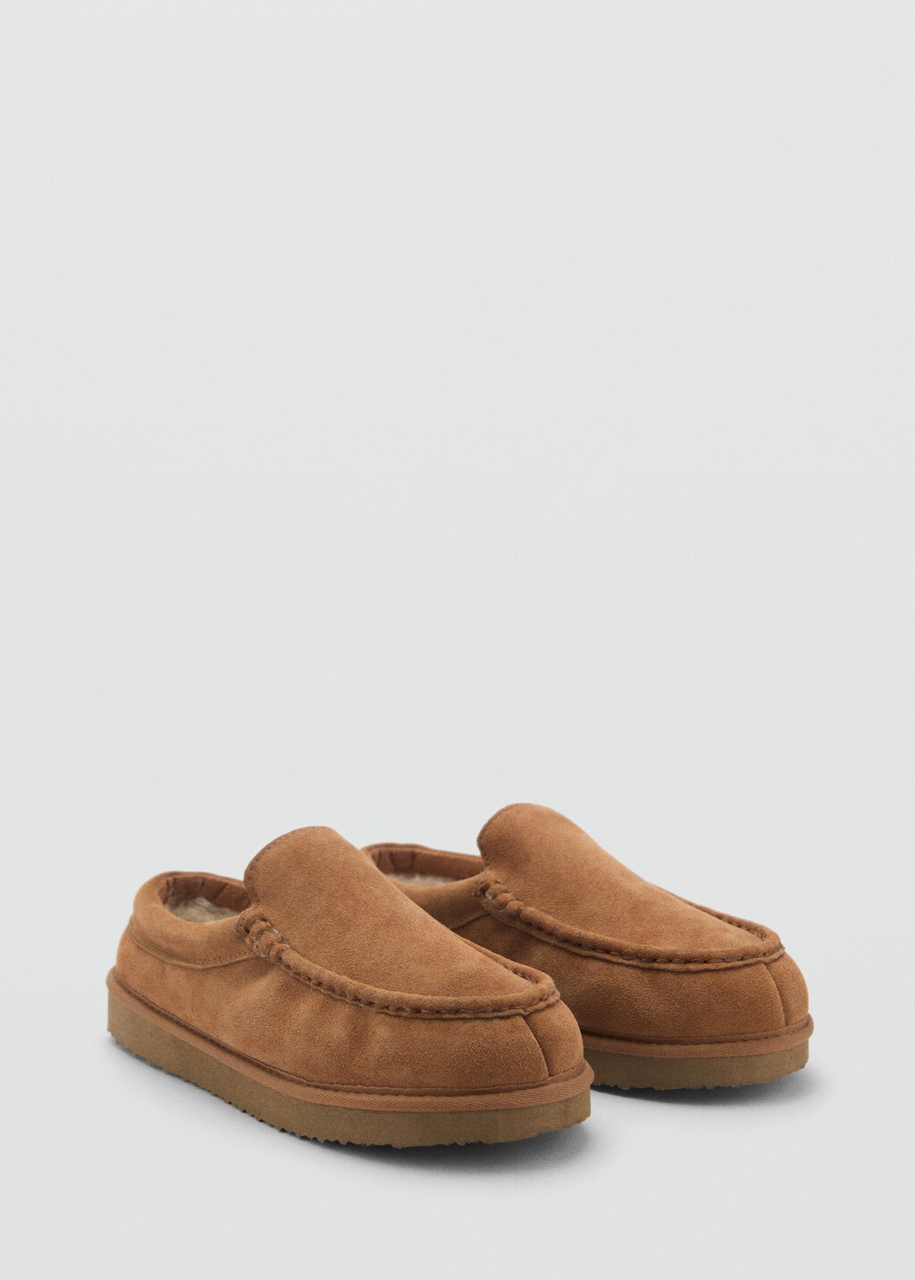 Suede clogs with sheepskin lining - Brown