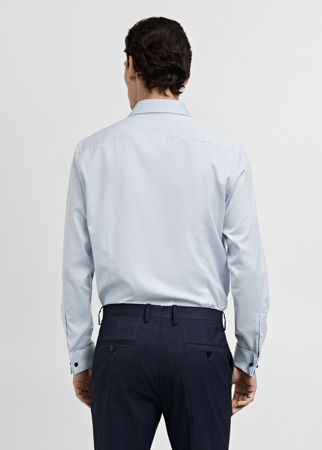 Slim-fit twill fabric suit with shirt cufflinks - White