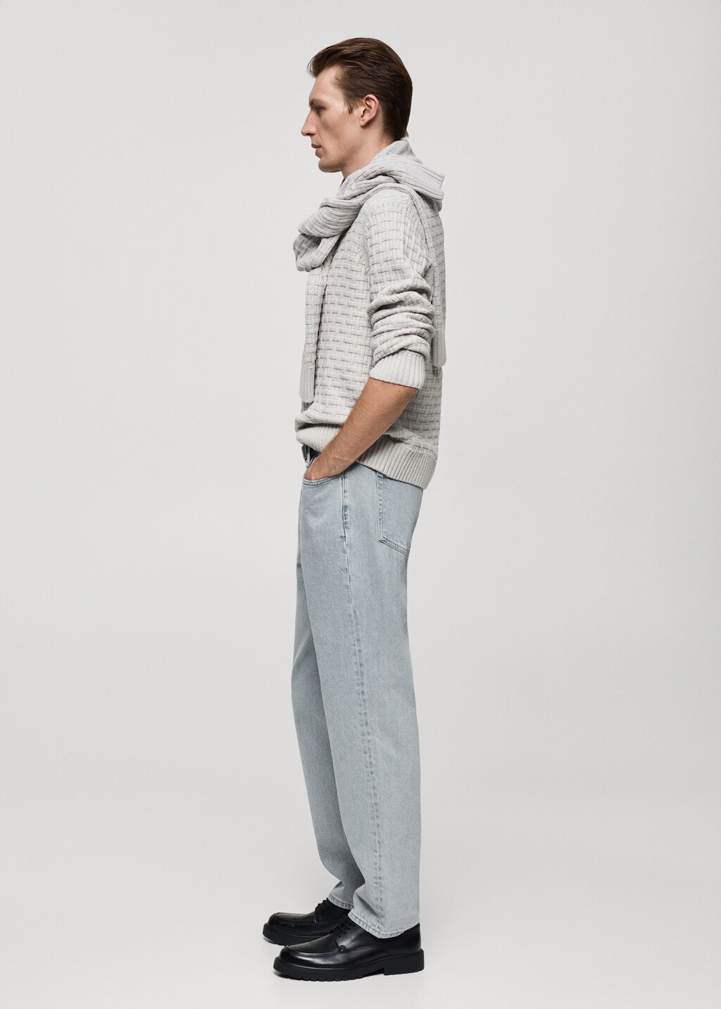 Regular-fit jeans with distressed effect - Petrol Blue