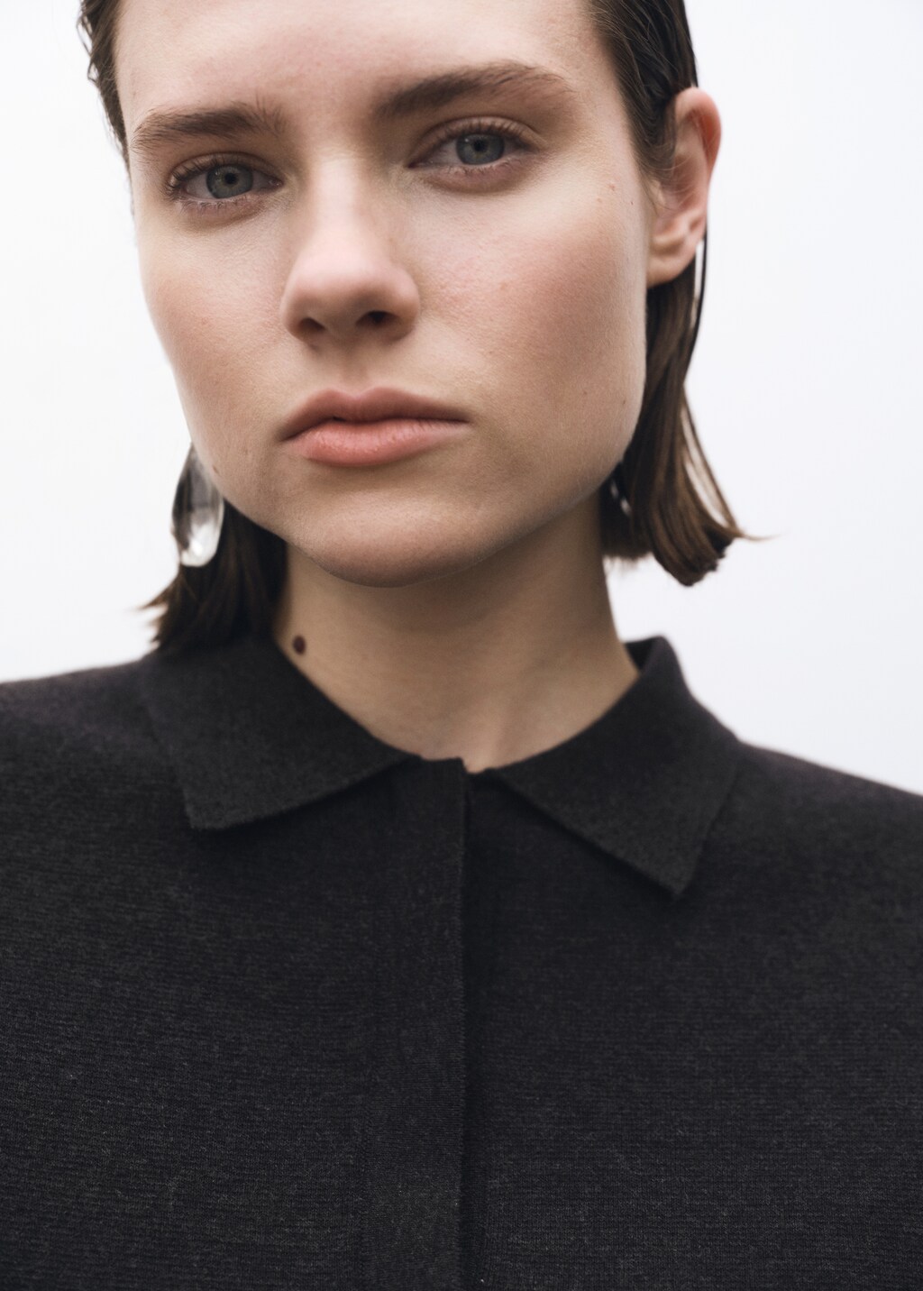 Wool-blend polo-neck sweater - Charcoal