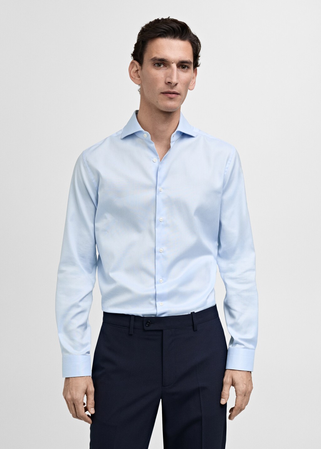 Slim-fit cotton poplin suit shirt - White