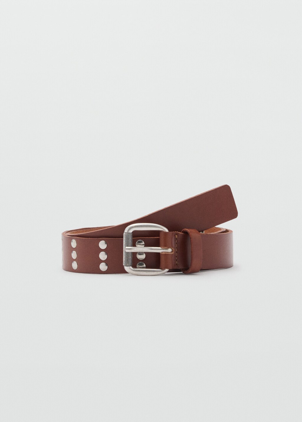 Stud leather belt - Brown