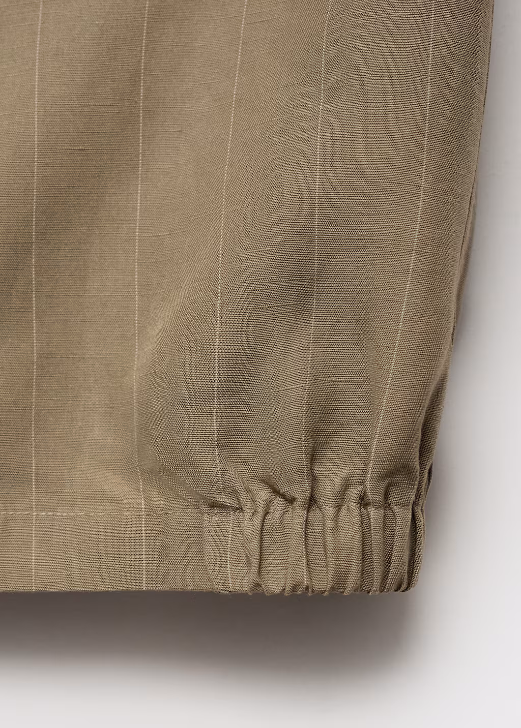 Pinstripe linen bowling overshirt - Khaki