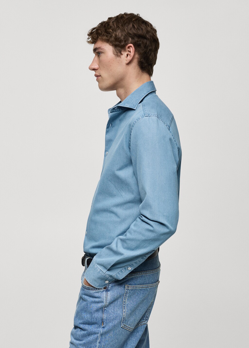 100% cotton chambray shirt - Medium Blue