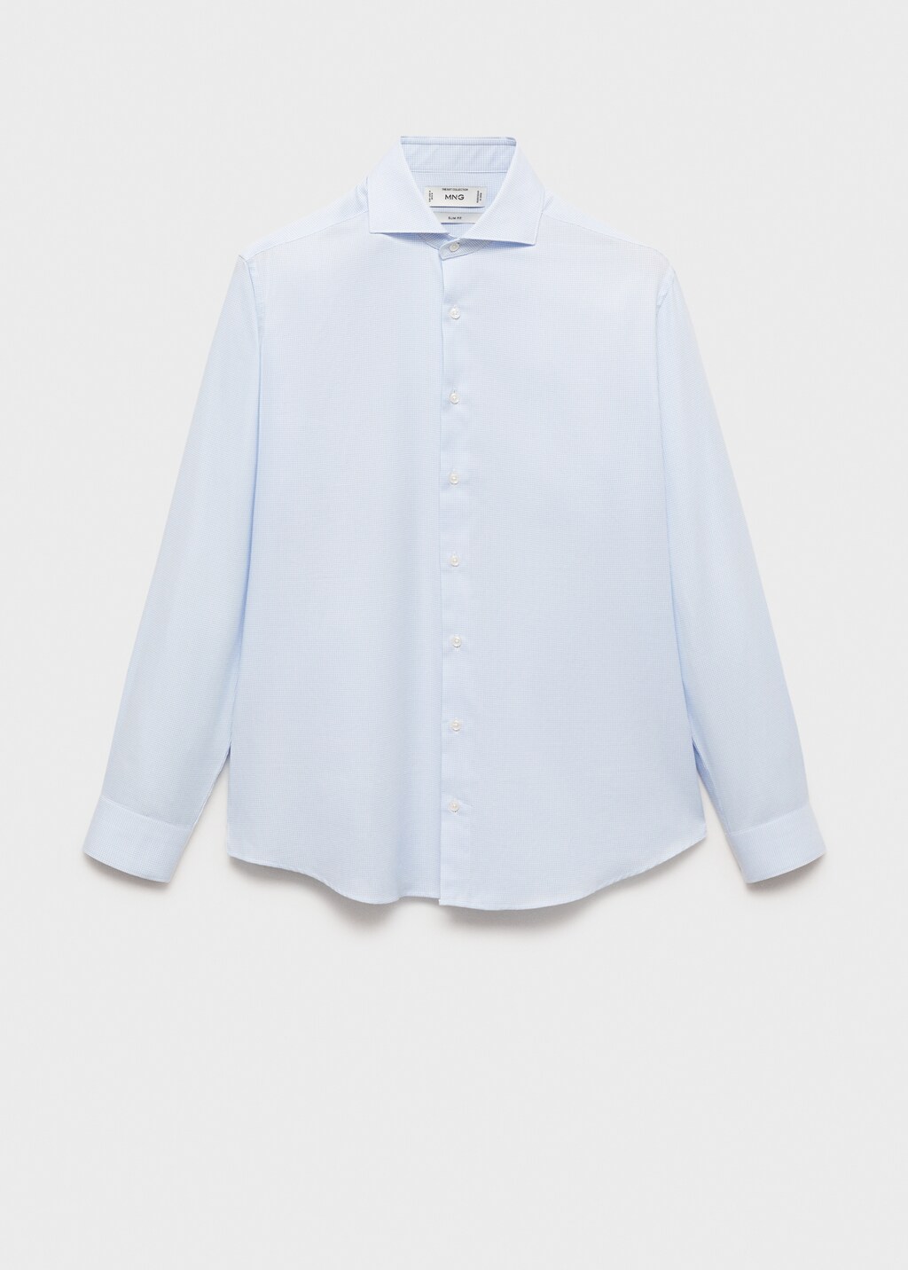 Slim-fit micro-print twill suit shirt - Sky Blue