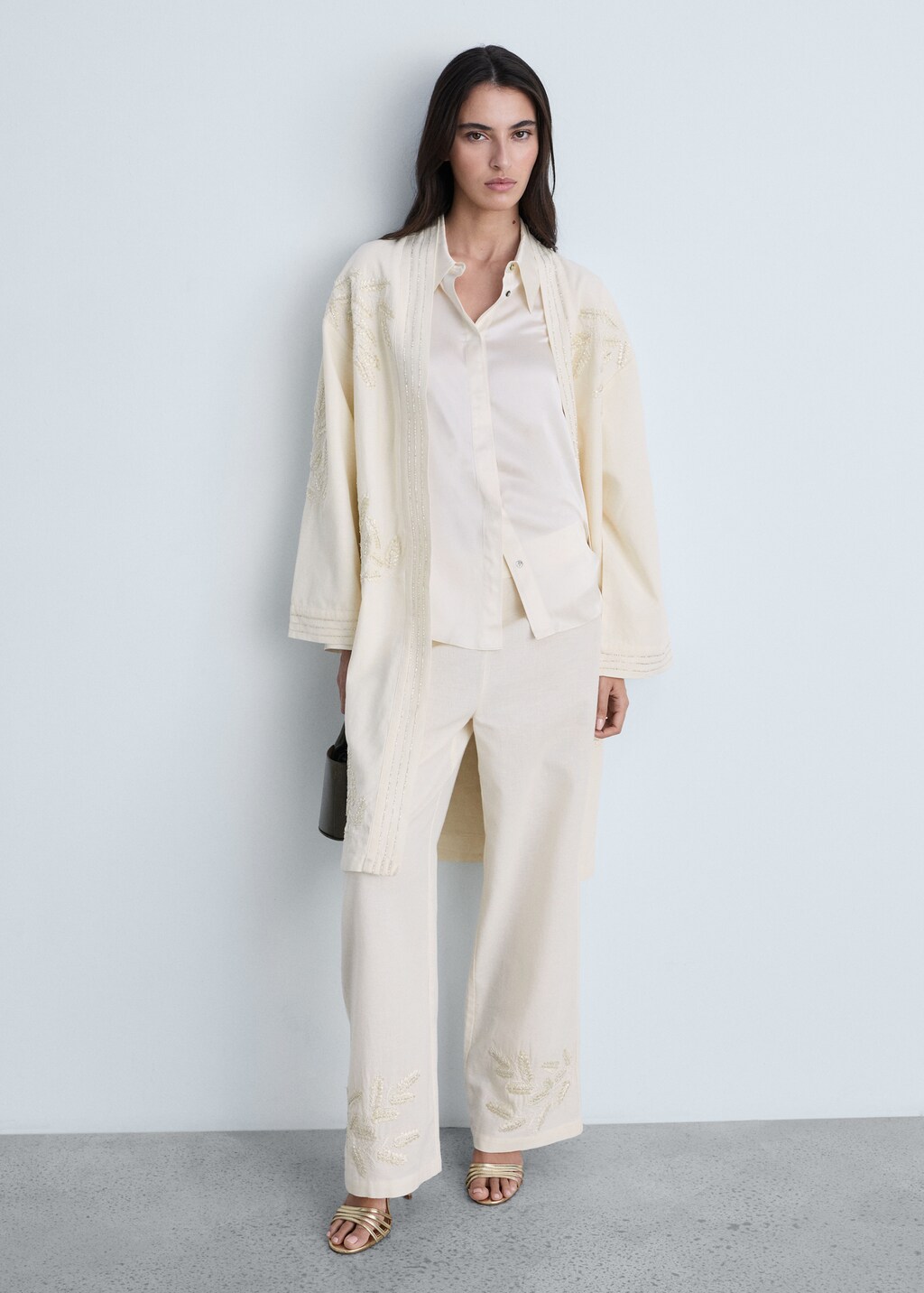 Embroidered straight-fit trousers - Off White