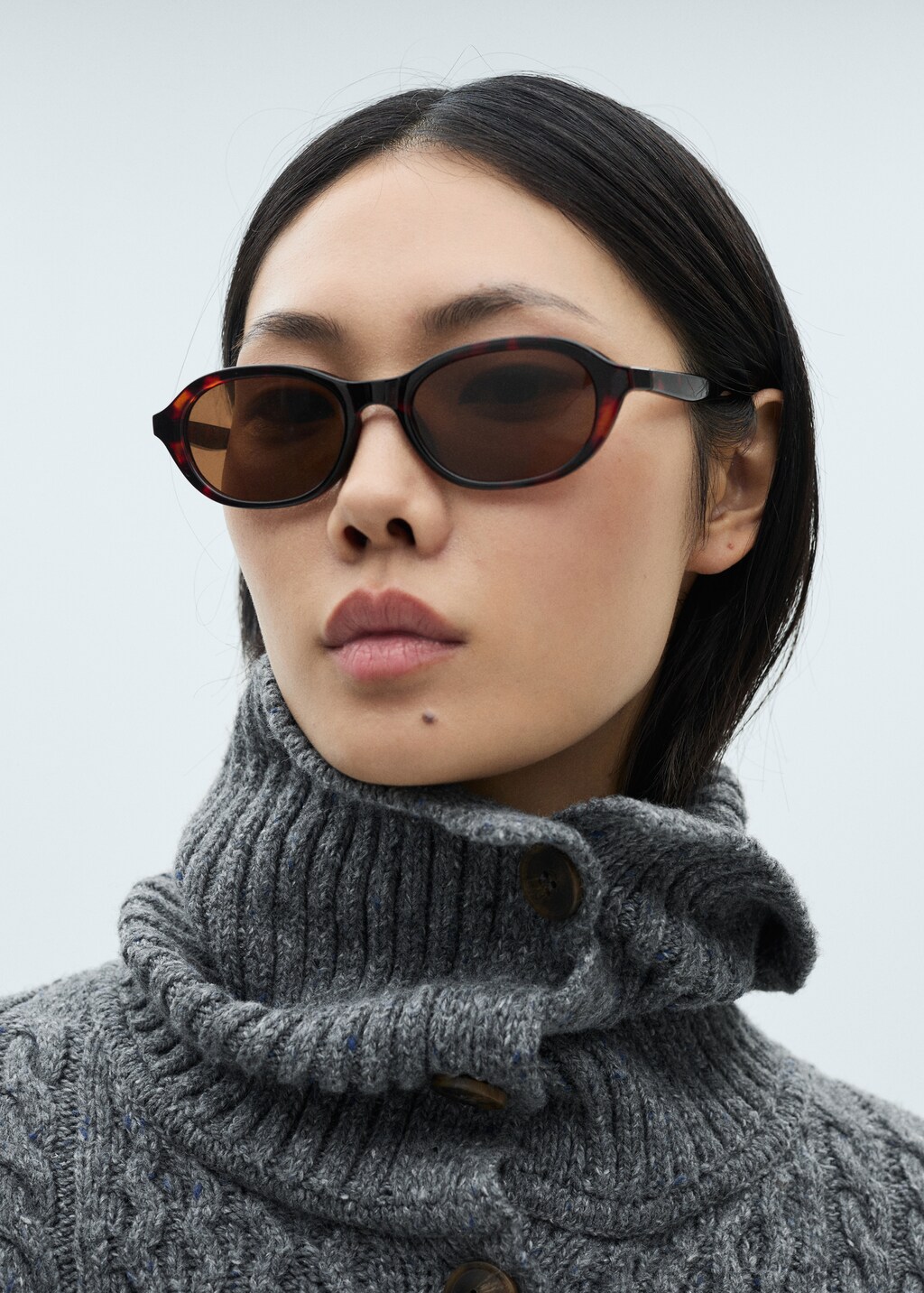 Cabled heather cardigan - Grey