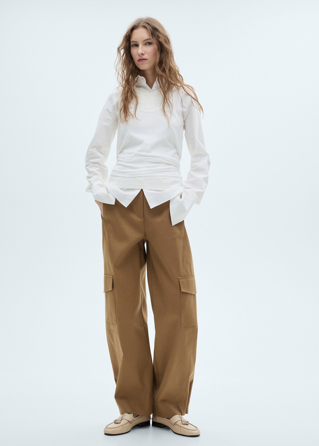 Leather moccasins with tassels - Beige